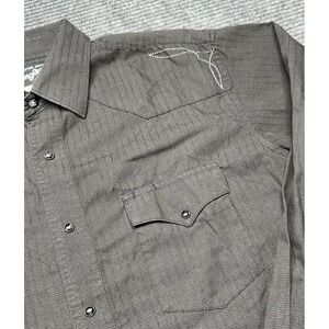Wrangler Shirt Mens Large Gray Western Pearl Snap Embroidered Cowboy Rodeo